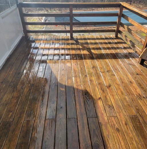 restored deck after cleaning on residential property